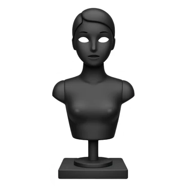 Minimalistic flat vector icon, iOS style, thin black contour on white background. Matte black mannequin in front of in 3D monochrome style. skulpt sticker