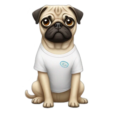 pug wearing a t-shirt sticker