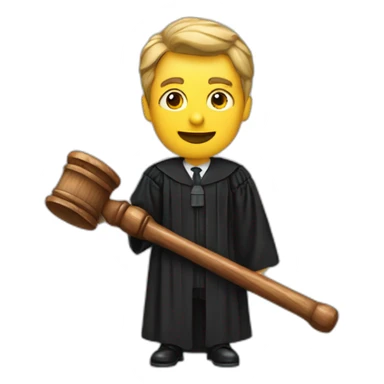 male judge with woodden hammer sticker