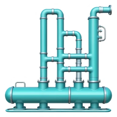 Gas pipeline in cool tones with sky blue, teal green, white, and light gray sticker
