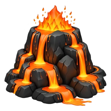 A lava flow spilling slowly over blackened rocks. sticker
