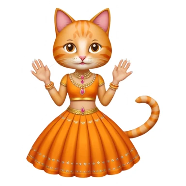 Funny cat wear lehnga with long acrilic nails sticker