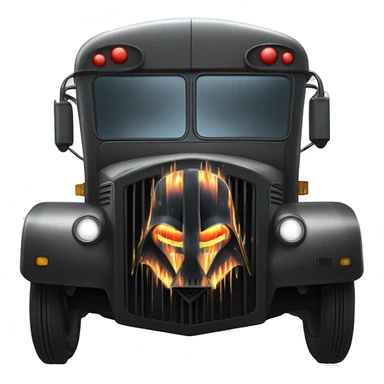 Darth Vader’s Batman-armored 1936 graphite colored school bus with horizontal holographic flames  sticker