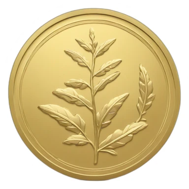 circle gold coin with laurel with large "0" label sticker