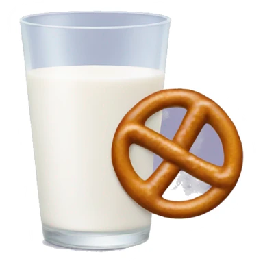 A glass of milk with a pretzel sticker