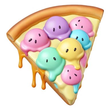 Melted neon pastel ice cream pizza slice sticker