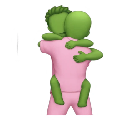 hug pink and green people sticker
