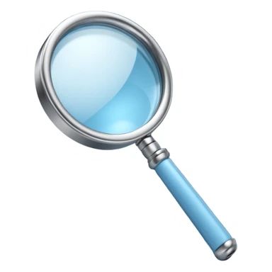3D render of Magnifying Glass, forensic investigation aesthetic, sterile clinical lighting, cool blue undertones, sharp high-contrast details, professional clean look. sticker
