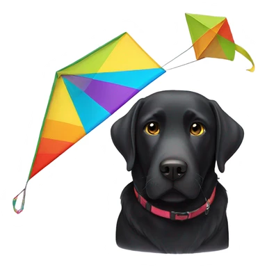Black Labrador with a kite sticker