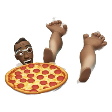 A man eating pizza in a swimming pool sticker