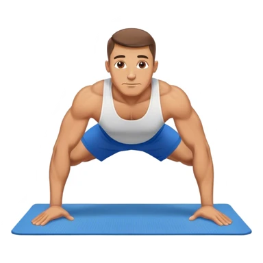 buff man blue shorts doing plank exercise on yoga mat sticker