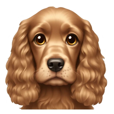 “Miele-colored Cocker Spaniel and a girl with long brown hair, brown eyes, and a rosy face.” sticker
