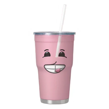 Light pink 40 oz tumbler with handle and straw sticker