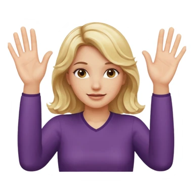 Not guilty hands up palms facing forward smirk girl wavy blonde hair  sticker