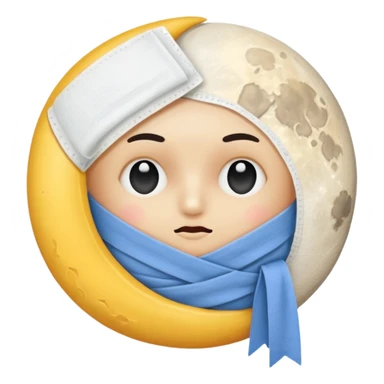 moon wrapped in bandage like “overworked” sticker