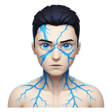 electric lab mutant portrait, head and shoulders only, glowing blue energy cracks on skin, wild hair, intense eyes, sci-fi lab accident vibe, 3D cartoon, mobile game icon style, clean background, no text, no watermark

 sticker