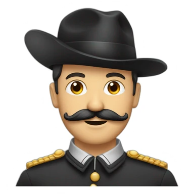 Homme avec des cheveux noirs plaqué sur le côté avec un uniforme allemand et une petite moustache carré positionner sous son nez sticker