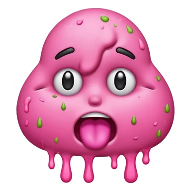 A vomiting emoji with pink vomit sticker