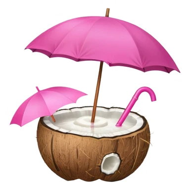 coconut drink with pink umbrella sticker