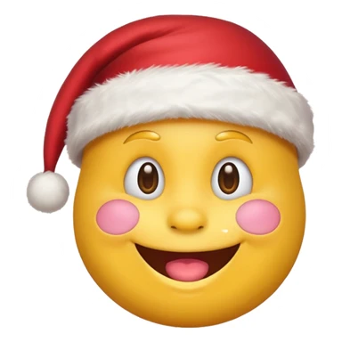 Smiling emoji with santa hat on sticker