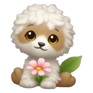 Doudou avec une fleur devant sticker