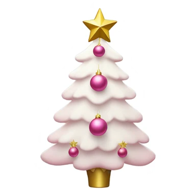 White Christmas tree with pink ornaments and a golden star  sticker