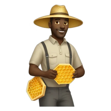 Tall black man beekeeper with honeycomb full body sticker
