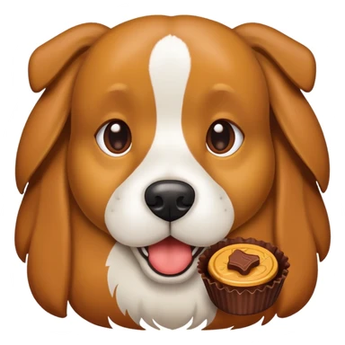 dog with reeces peanut butter cup sticker
