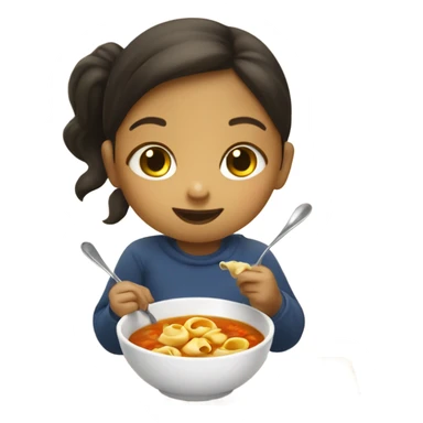 Little girl eating tortellini soup sticker
