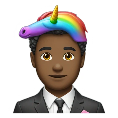 Posh-boy-with-suit-and-rainbow-unicorn-hat sticker