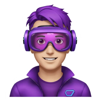 Cyberpunk man fappy head 3d puruple cyber VR -glasses sticker