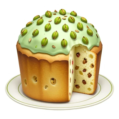 pistacchio panettone con glassa al pistacchio con la carta da panettone intorno in basso sticker