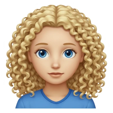 Curly blond blue eyes. Long hair cool beige blond. Longer hair sticker