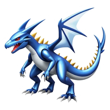 Shiny futuristic Cyber-Kyurem-Garchomp-Latios-Lugia-Fakémon-hybrid-creature (full body)  sticker