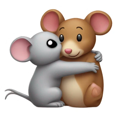a mouse hugging a teddy bear with heart emoji above their heads sticker