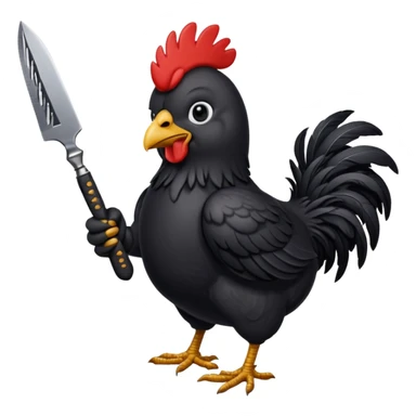 black chicken holding knive sticker