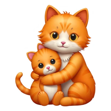cat hugs a little bear sticker