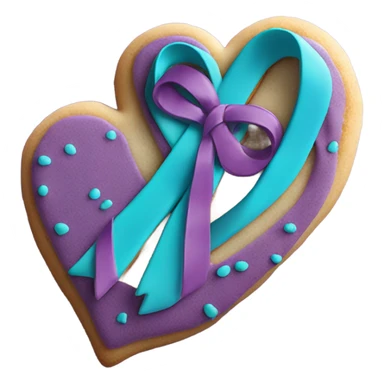 Purple teal Suicide awareness ribbon on heart cookie sticker