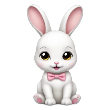 Baby bunny with coquette bow on ear sticker