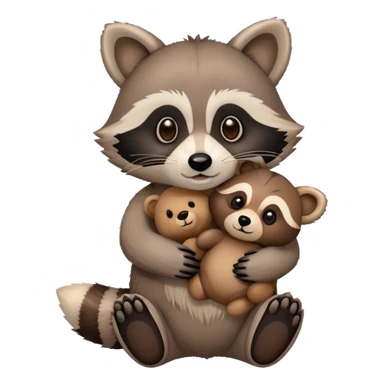 Raccoon holding teddy sticker