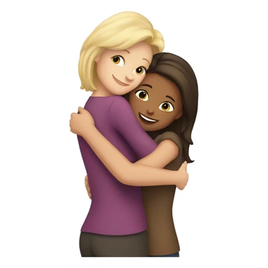 Blonde mum hugs brunette girl  sticker