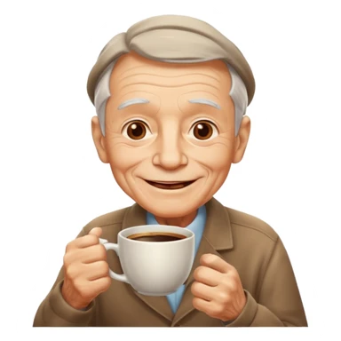 elderly with coffee men sticker