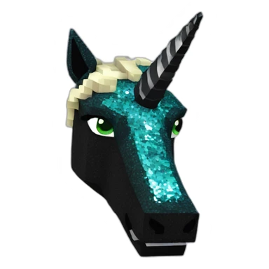 Minecraft Glitter Black Unicorn Head With Diamond Horn sticker