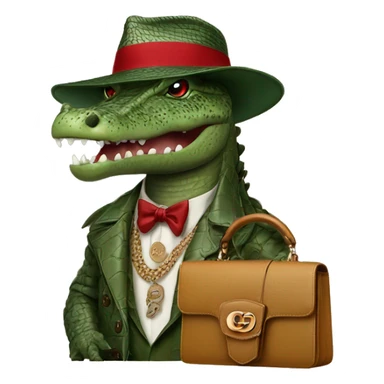 Rich crocodilee with a Gucci hat and Gucci bag sticker