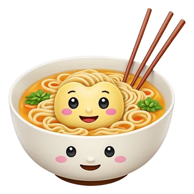 kawaii ramen with cute eyes and smile on the bowl only and 2 chopsticks ONLY sticker