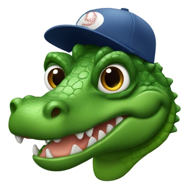 Alligator with a baseball hat sticker