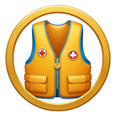 a gold medal with a lifevest engraved on it sticker