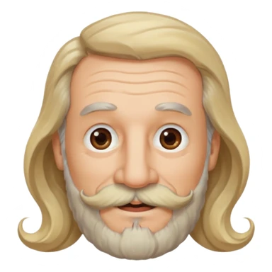 MID/OLD AGE MAN WITH LONG BLOND & bROWN WAVY HAIR; AND BROWN & GREY MOUSTACH AND BEARD, HAPPY EYES, ROSEY CHEEKS sticker