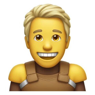 Smiling emoji with yellow bone in its mouth sticker