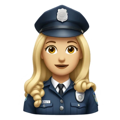 Blonde girl in a Police uniform with a long ponytail sticker